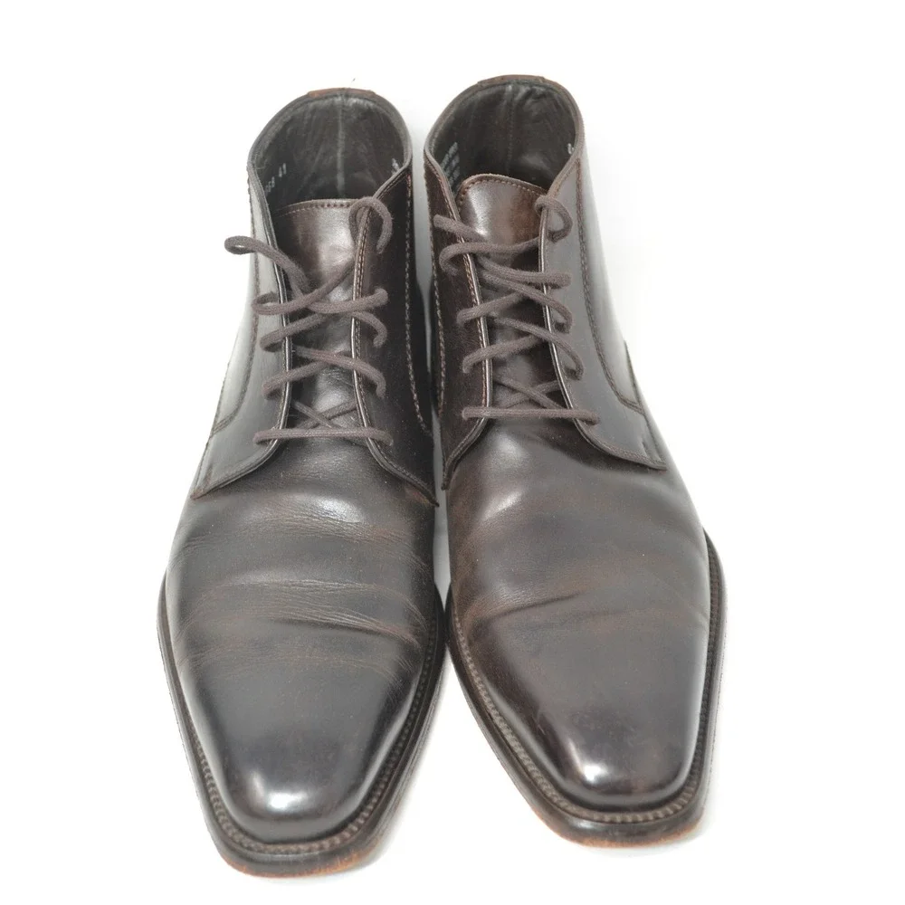 Calzoleria Toscana Handmade Designer‎ Leather Italy Brown Chukka Boots Mens 41
